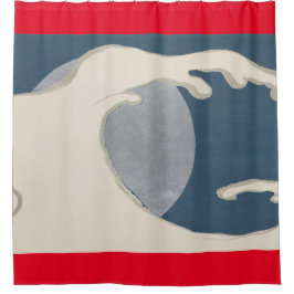 波シャワ日本のーカーテンプリント シャワーカーテン