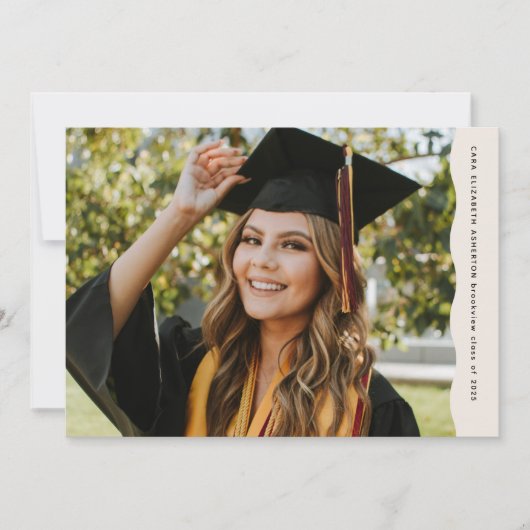 波シンプルモダンエッジ2枚の写真の卒業 案内状 (正面)