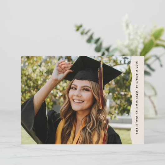 波シンプルモダンエッジ2枚の写真の卒業 案内状 (スタンド正面)