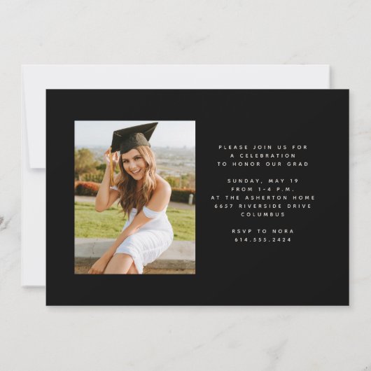 波シンプルモダンエッジ2枚の写真の卒業 案内状 (裏面)