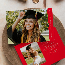波シンプルモダンエッジ2枚フォトレッド卒業 案内状