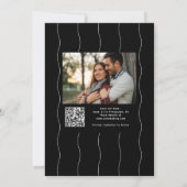 波シンプルモダン状のエッジの白黒の写真 セーブザデート (裏面)