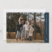 波シンプルモダン状のネイビーブルーのクリスマス写真 シーズンカード (正面)