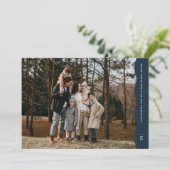 波シンプルモダン状のネイビーブルーのクリスマス写真 シーズンカード (スタンド正面)