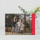 波シンプルモダン状の縁の赤いクリスマス写真 シーズンカード (スタンド正面)