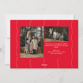 波シンプルモダン状の縁の赤いクリスマス写真 シーズンカード (裏面)