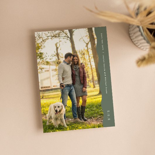 波シンプルモダン縁セージ緑の写真 セーブザデート