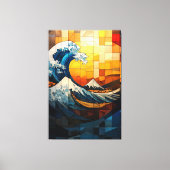 波ステンドグラス素晴らしモザイクのアートワーク キャンバスプリント (正面)