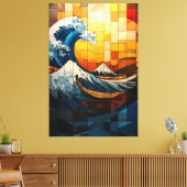 波ステンドグラス素晴らしモザイクのアートワーク キャンバスプリント (インサイチュ (リビング))