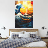 波ステンドグラス素晴らしモザイクのアートワーク キャンバスプリント (インサイチュ (寝室))