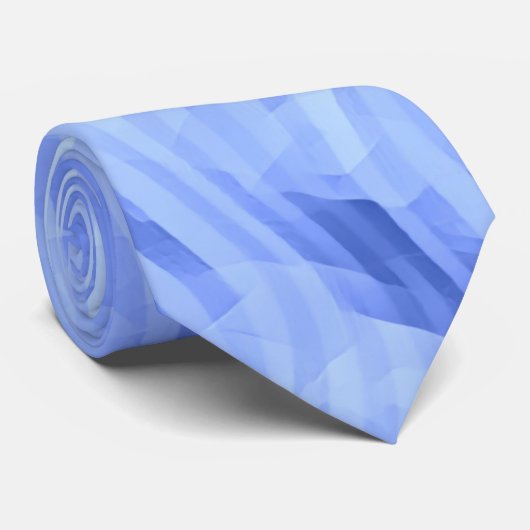 波ストライプの幾何アート青タイ ネクタイ (ロール)