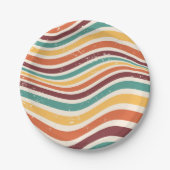 波ストライプ状グランジ.レトロ溝 ペーパープレート (正面)