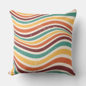 波ストライプ状グランジ.レトロ クッション (正面)