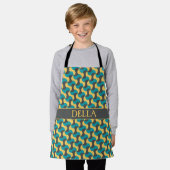 波ネイビー黄色パタミニマルーン エプロン (着用した状態)