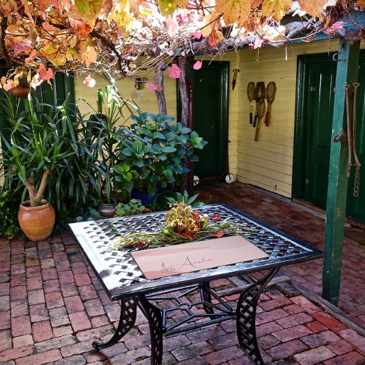 波パステルピンクのローズカラーグラデーションフローラ名 デスクマット