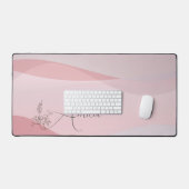 波パステルピンクのローズカラーグラデーションフローラ名 デスクマット (キーボード&マウス)