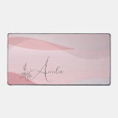 波パステルピンクのローズカラーグラデーションフローラ名 デスクマット (正面)