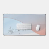 波パステルブルーコーラルグラディエントフローラ名 デスクマット (キーボード&マウス)