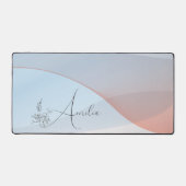 波パステルブルーコーラルグラディエントフローラ名 デスクマット (正面)