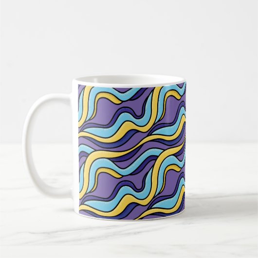 波パタカラフルーンファンキーレトロモダン抽象芸術 コーヒーマグカップ (左)