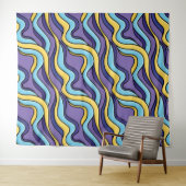波パタカラフルーンファンキーレトロモダン抽象芸術 タペストリー (インサイチュ(横))