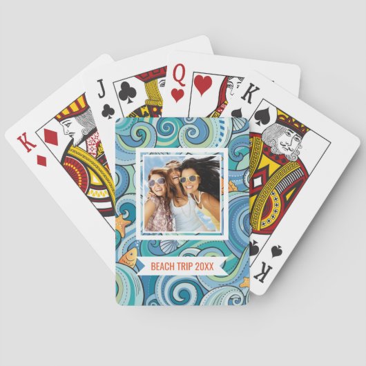 波パターンの中のあなたの一流の|の魚を加えて下さい トランプ (裏面)