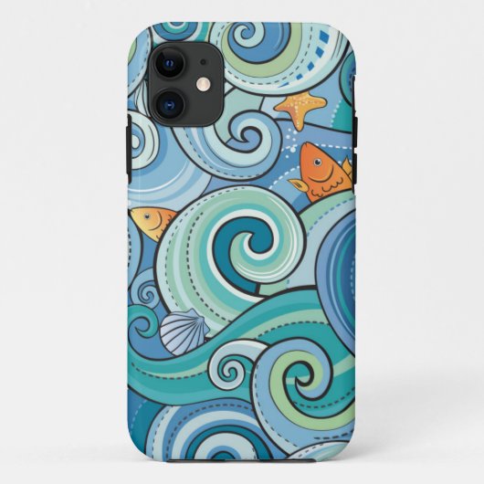 波パターンの中の魚 Case-Mate iPhoneケース (裏面)