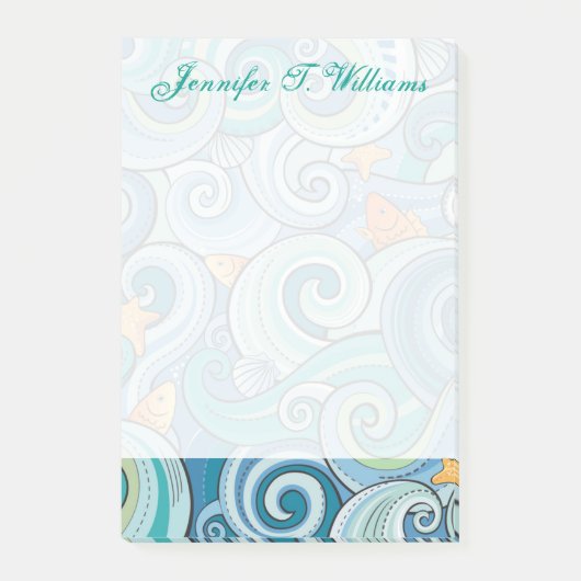 波パターン|の中の魚はあなたの名前を加えます ポストイット (正面)
