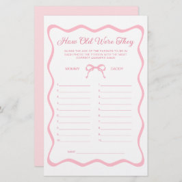 波ピンクの弓の赤ちゃんシャワー年齢ゲームを推測