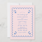 波ファンキーの図解入りの、写真付きの手書結婚の 招待状 (正面)