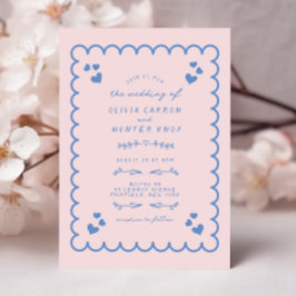 波ファンキーの図解入りの、写真付きの手書結婚の 招待状