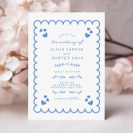 波ファンキーの図解入りの、写真付きの手書結婚の 招待状