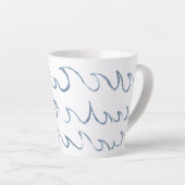 波ミニマル抽象芸術手描き海模様 カフェラテマグ (右アングル)