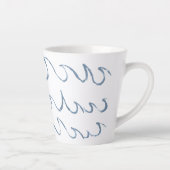 波ミニマル抽象芸術手描き海模様 カフェラテマグ (右)