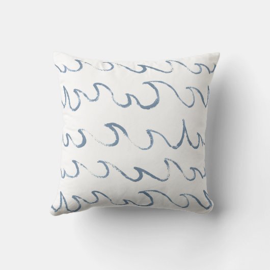 波ミニマル抽象芸術手描き海模様 クッション (裏面)