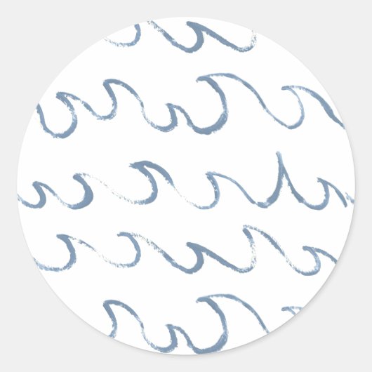 波ミニマル抽象芸術手描き海模様 ラウンドシール (正面)