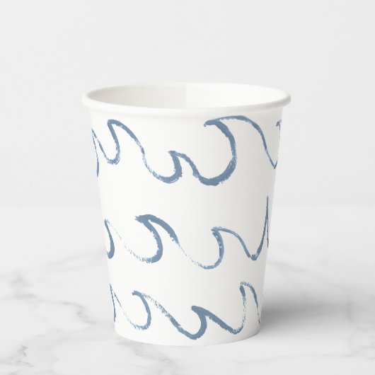 波ミニマル抽象芸術手描き海模様 紙コップ (左)