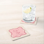 波モダンはっきりした形マゼンダ応援結婚の スクエアペーパーコースター (インサイチュ)