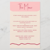 波モダンはっきりした枠マゼンタピンク結婚のメニュー (正面)