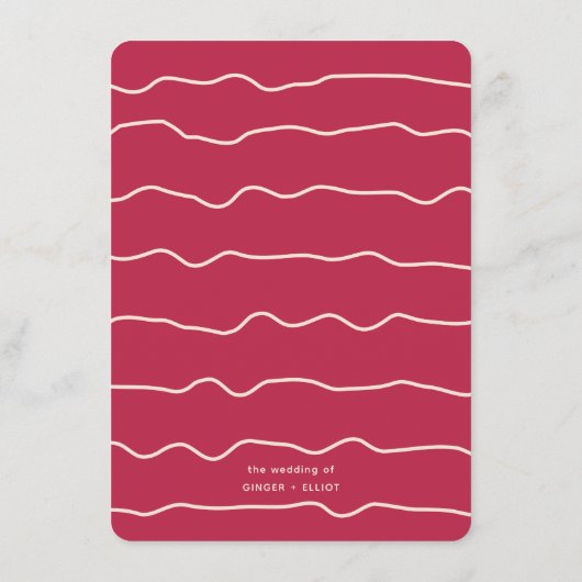 波モダンはっきりした枠マゼンタピンク結婚のメニュー メニュー (裏面)