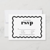 波モダンはっきりした状フレーム白黒結婚の 出欠カード (正面)