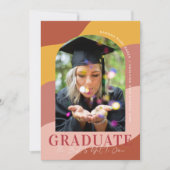 波モダン数 |アーチシンプル型の卒業写真 案内状 (正面)