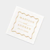 波モダン状フレパーソナライズされたーム結婚 箔ナプキン (左)