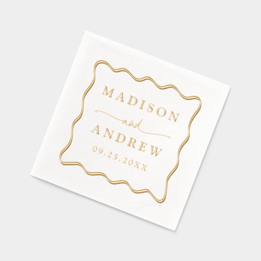 波モダン状フレパーソナライズされたーム結婚 箔ナプキン (左)