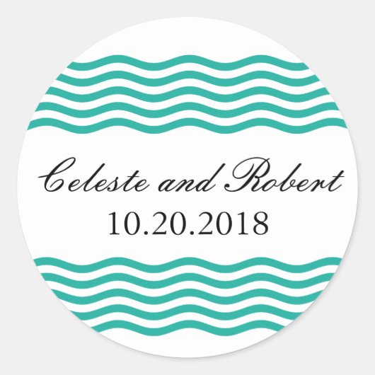波モダン航海の模様 ラウンドシール (正面)