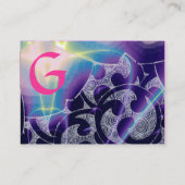 波モノグラム写真テンプレートピンクパープルブルー 名刺 (裏面)