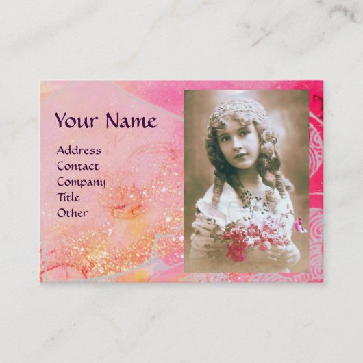 波モノグラム写真テンプレートピンクパープルブルー 名刺 (正面)