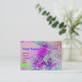波モノグラム、明るい紫色の緑のピンク 名刺 (スタンド正面)