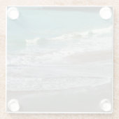 波ラッピング上のビーチターコイズブルー海 ガラスコースター (裏面)