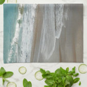 波ラッピング上のビーチターコイズブルー海 キッチンタオル (折り畳み)